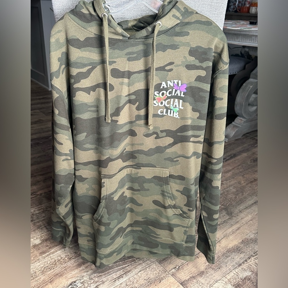 Anti Social Social Club Shell Shock Camo Hoodie Large ASSC butterfly - Picture 1 of 5